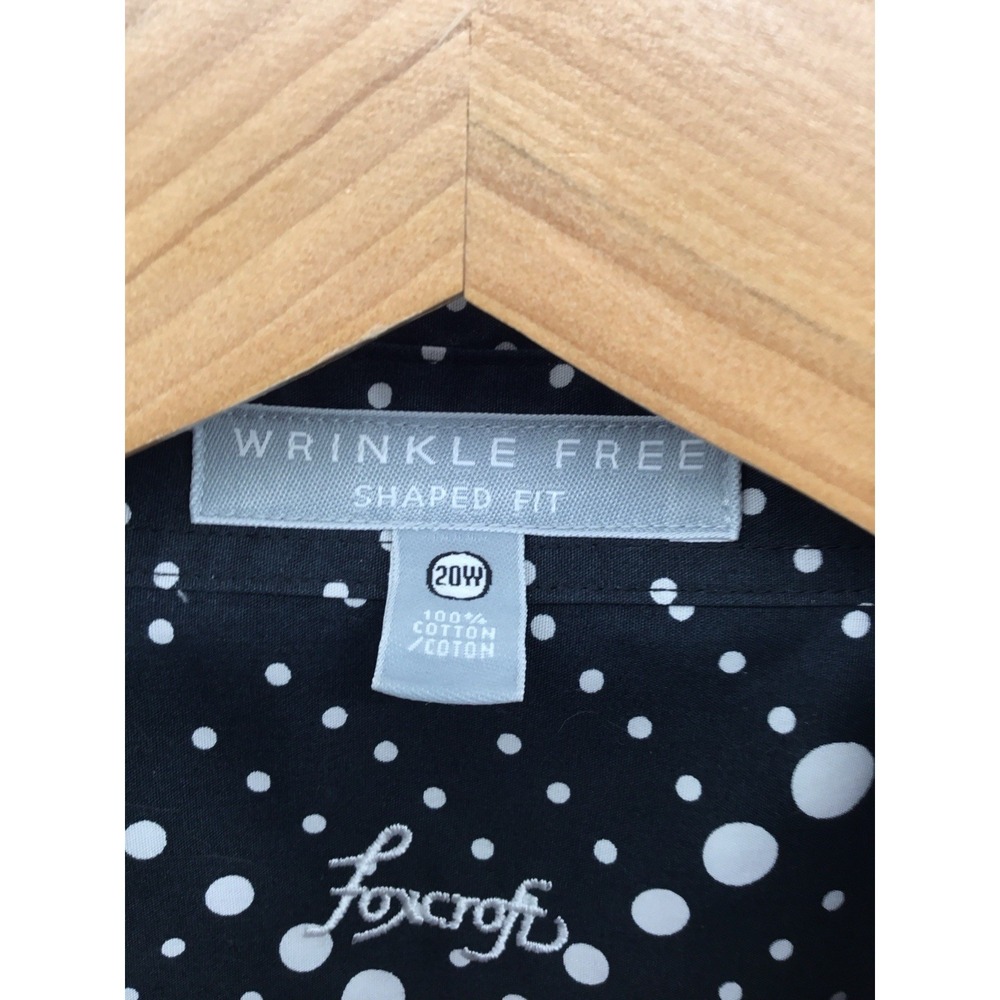 Foxcroft Womens XL Wrinkle Free Button Down Shirt Black White Polka Dot GG22 - Picture 3 of 10